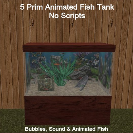 Second Life Marketplace 5 Prim Animated Fish Tank Aquarium Low